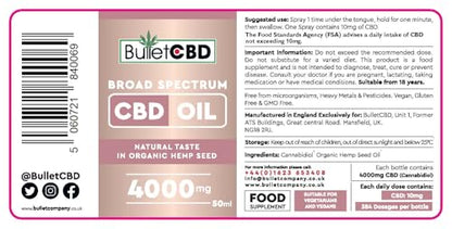 4000mg Broad-Spectrum CBD Oil Spray – 50ml by BulletCBD — 4000mg broad view 9